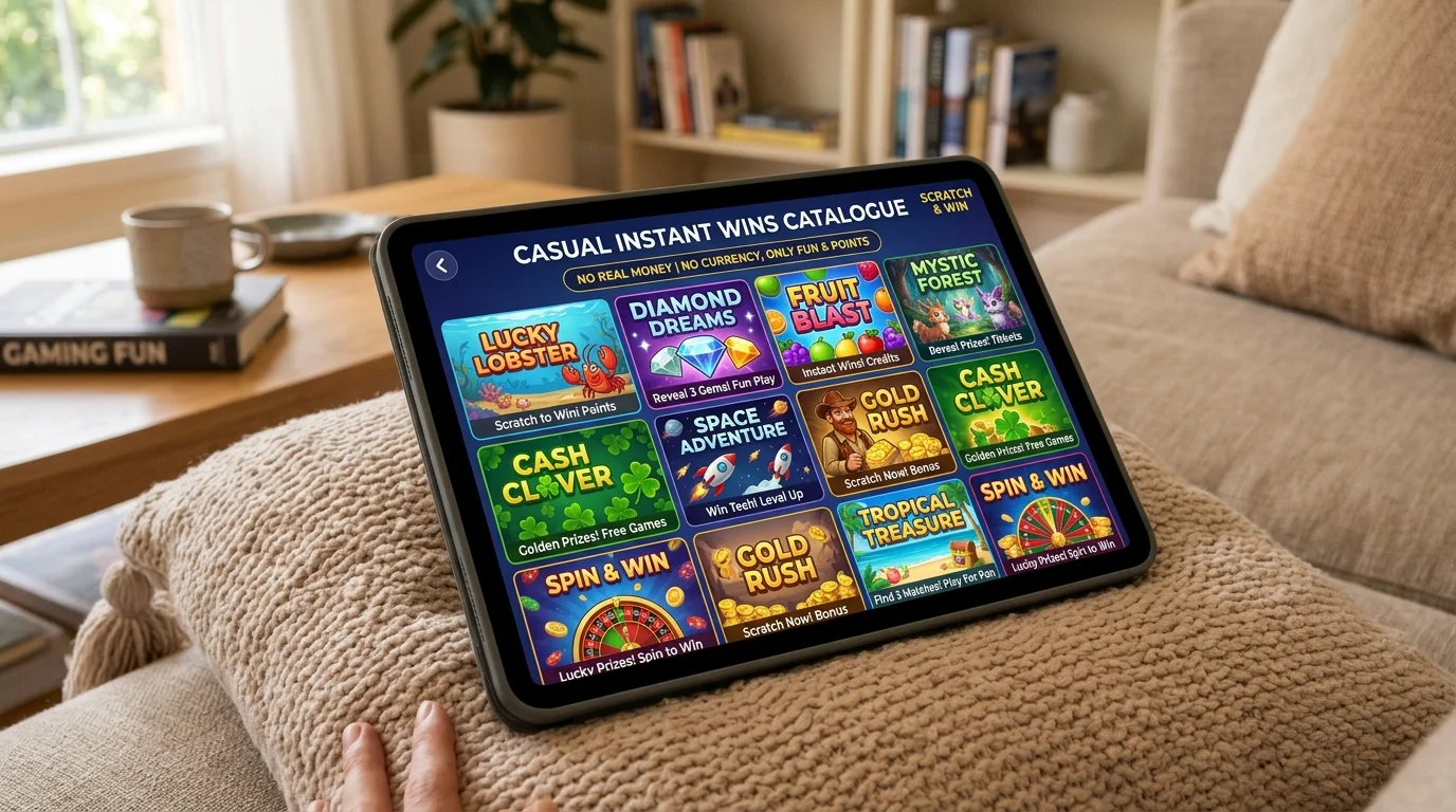 Tombola Arcade game catalogue featuring scratch cards and number-matching titles