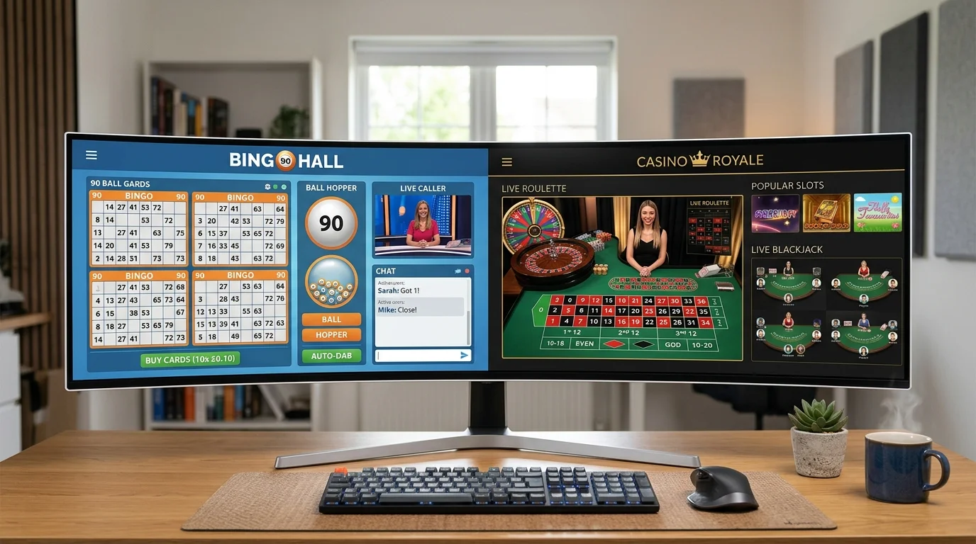 Bingo-first platform design compared to casino-first site layout