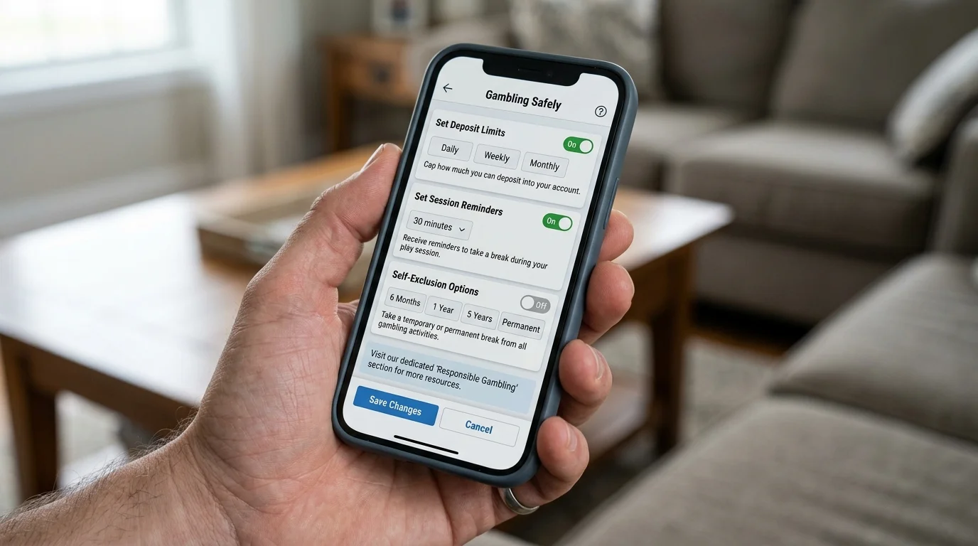 Responsible gambling tool settings accessible through Tombola mobile app