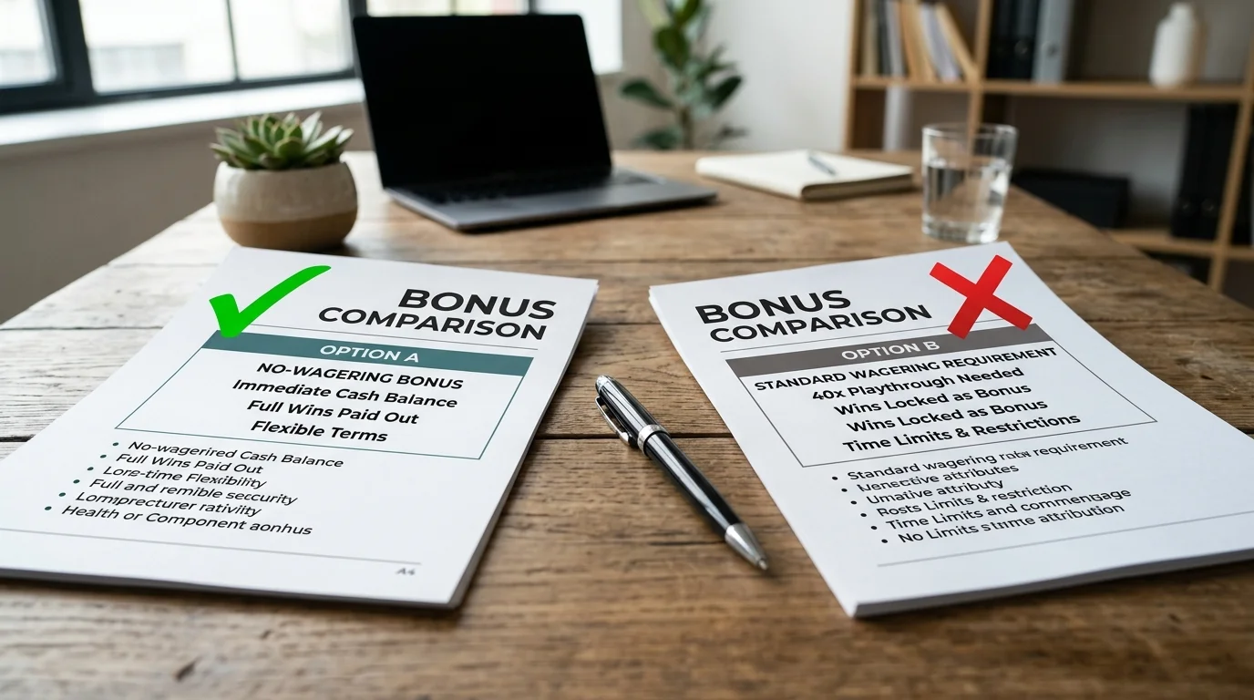 Comparison between wager-free bonus and standard wagering requirements