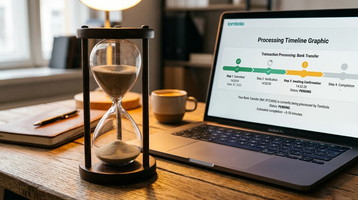 Tombola bank transfer withdrawal in pending status