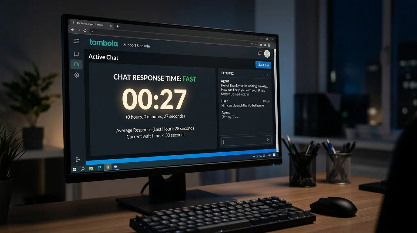 Tombola live chat fast response time under 30 seconds