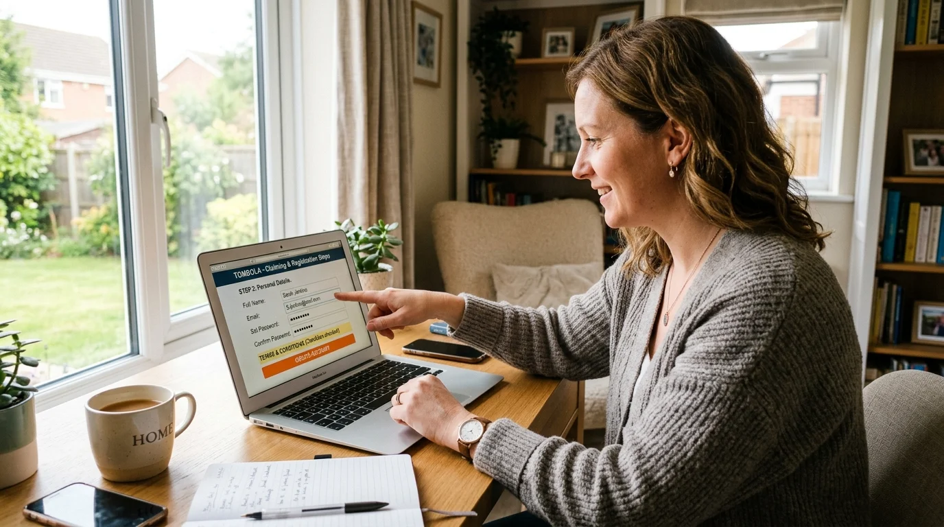Tombola welcome offer claiming through registration steps