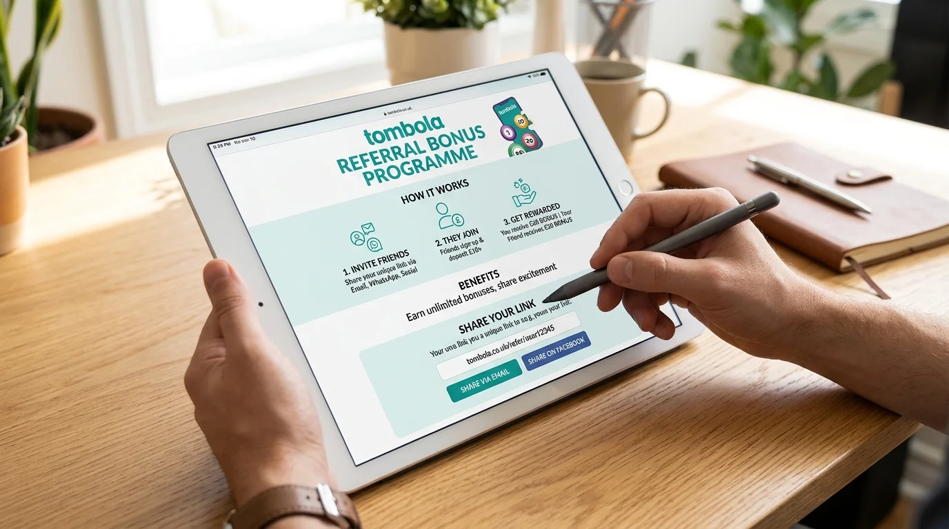 Tombola referral bonus programme for existing players