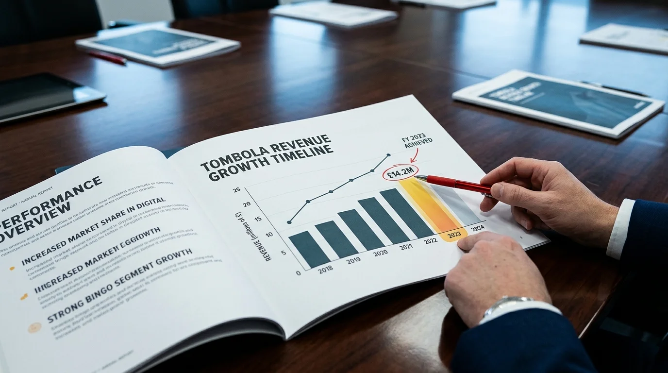 Tombola revenue growth timeline from pre-acquisition to Flutter integration