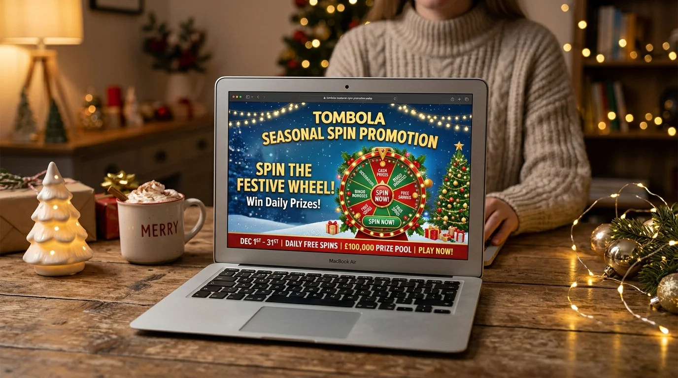 Tombola seasonal promotion with spin-based reward offers